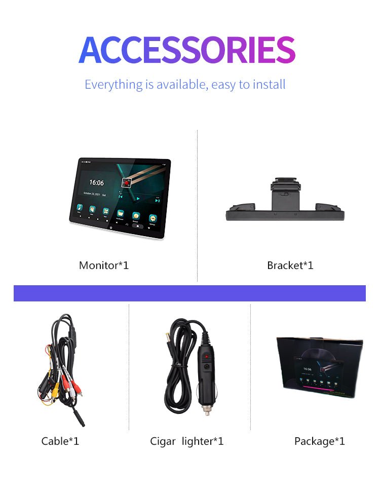 4K HD 12inch Android 11.0 System Car Rear Seat Entertainment System Full Touch Screen Headrest Monitor - VAIOS PTY LTD