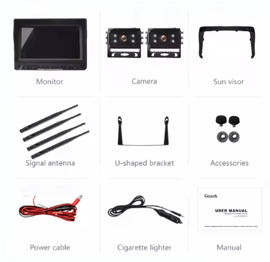7 Inch 2 Channels 720P 1080p Wireless Kit for Heavy Vehicles - www.vaioshub.com.au