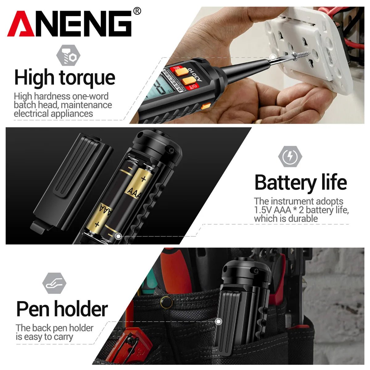 A3010 4000 Counts Pen - Type Multimeter True - RMS Backlight Multi Meter Digital Auto Range Tester - www.vaioshub.com.au