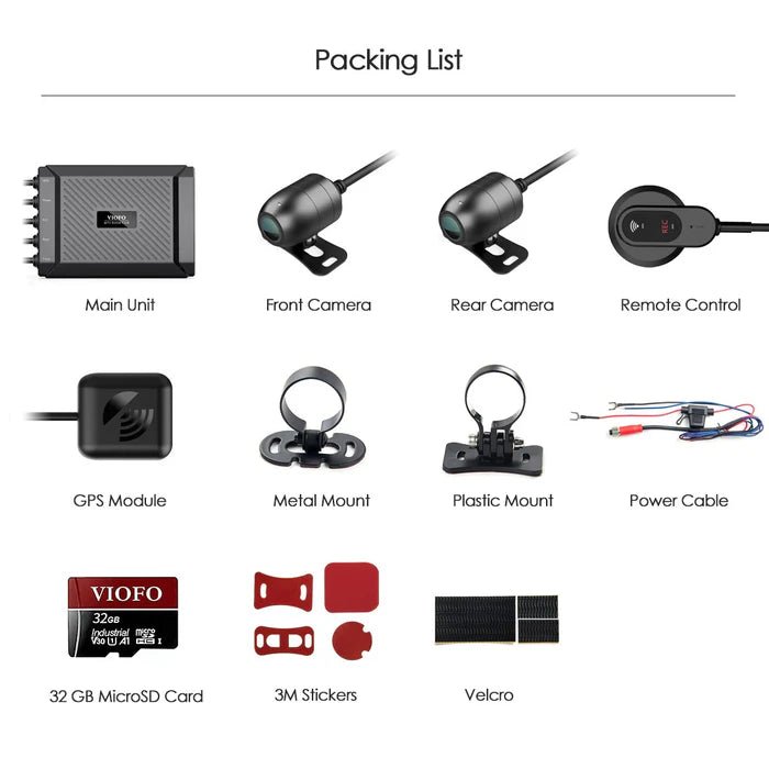MT1 Dual Channel 1080P Motorcycle Dash Cam Built in Wi - Fi GPS with 32GB microSD Card - VAIOS PTY LTD