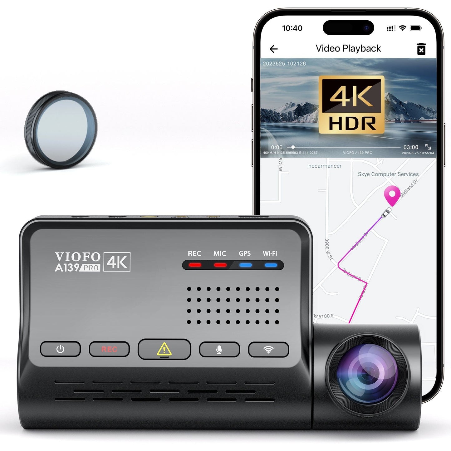 VIOFO A139 PRO 1CH 4K HDR Dashcam with Sony STARVIS 2 Sensor, Built - in 5GHz Wi - Fi and GPS Logger - VAIOS PTY LTD