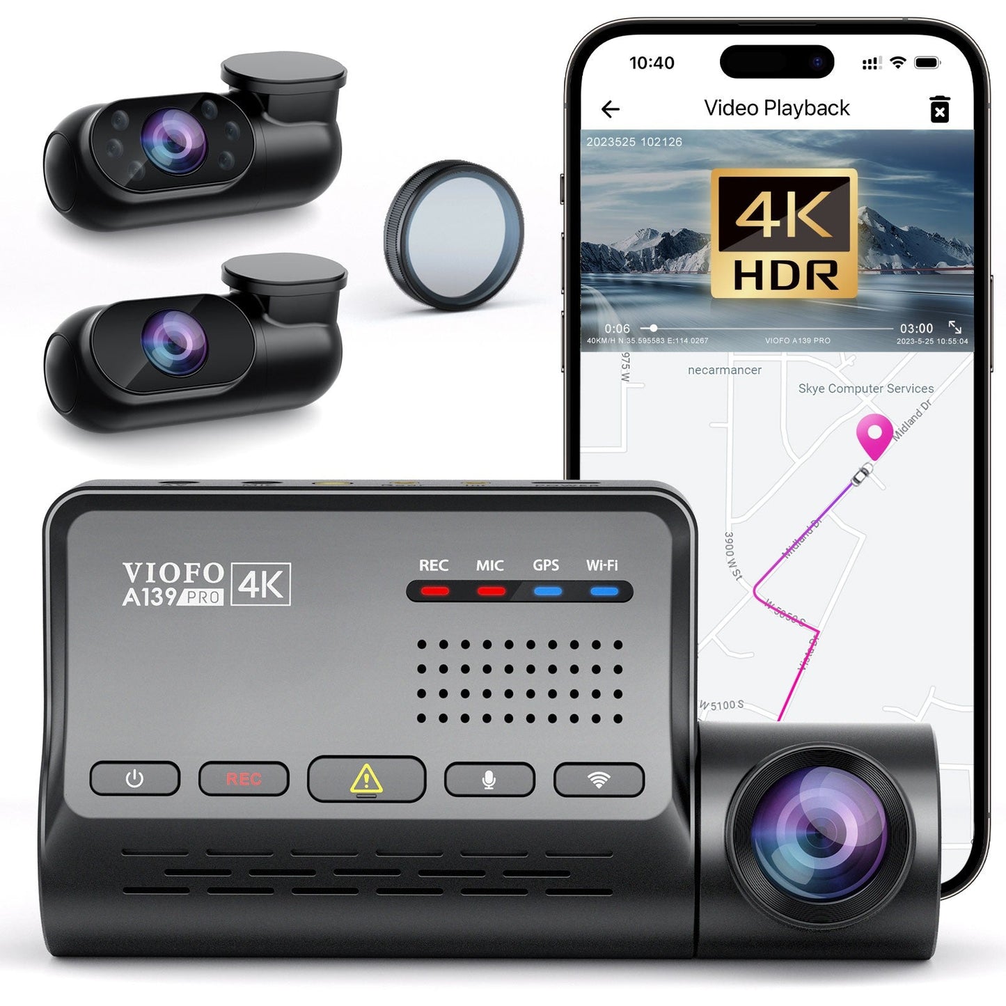 VIOFO A139 PRO 3CH 4K HDR Dashcam with Sony STARVIS 2 Sensor - Front, Interior, and Rear Recording - VAIOS PTY LTD