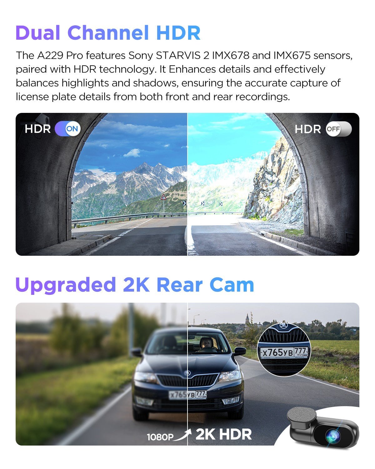 VIOFO A229 PRO 2CH Front and Rear 4K+2K HDR Dual Dash Cam with Sony STARVIS 2 Sensors - VAIOS PTY LTD
