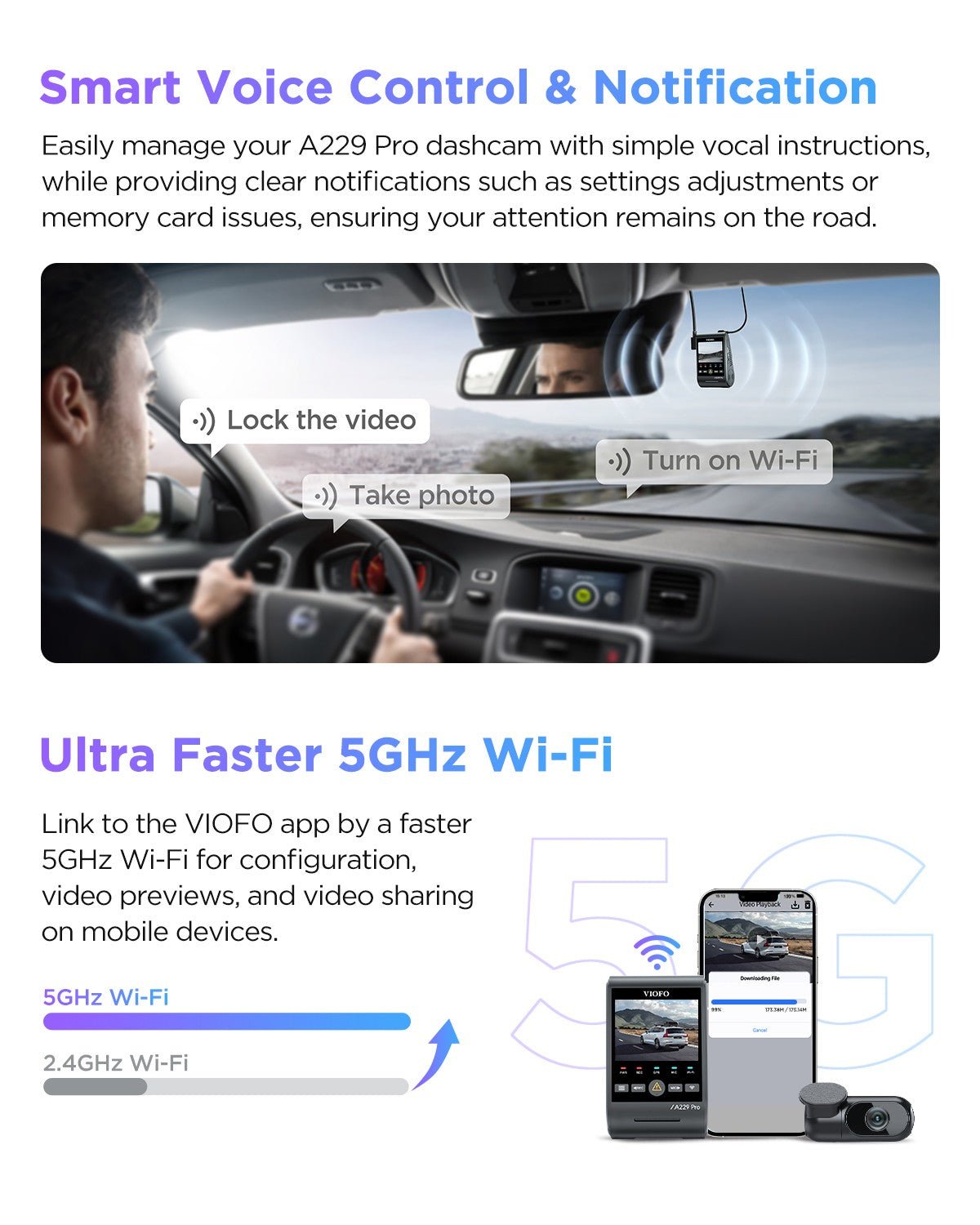 VIOFO A229 PRO 2CH Front and Rear 4K+2K HDR Dual Dash Cam with Sony STARVIS 2 Sensors - VAIOS PTY LTD