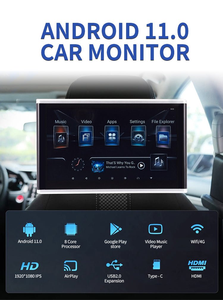 13.3 Inch Car Monitor IPS Touch Screen Navigation Android 11.0 2+32GB Car Player - VAIOS PTY LTD