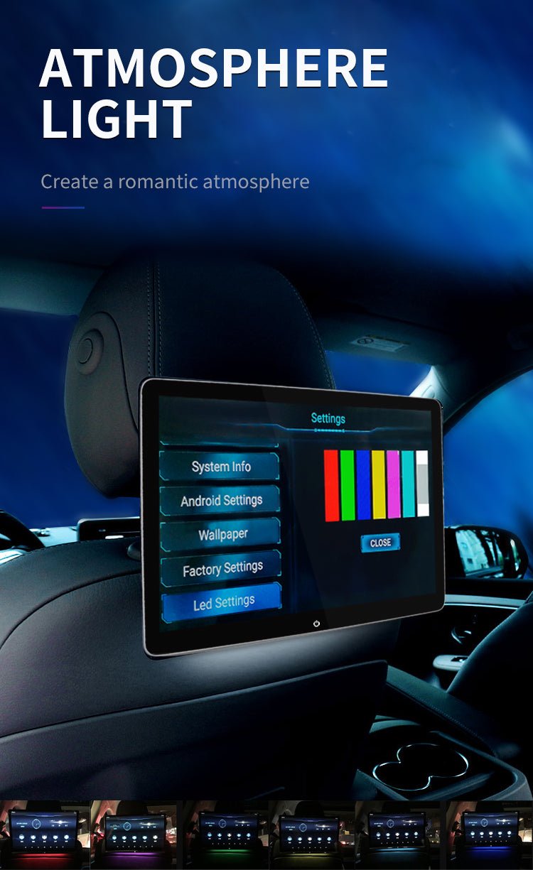 4K HD 12inch Android 11.0 System Car Rear Seat Entertainment System Full Touch Screen Headrest Monitor - VAIOS PTY LTD