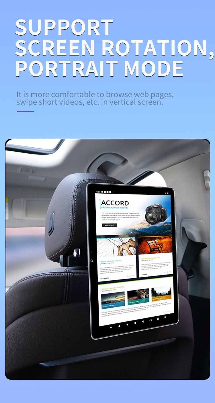 4K HD 12inch Android 11.0 System Car Rear Seat Entertainment System Full Touch Screen Headrest Monitor - VAIOS PTY LTD
