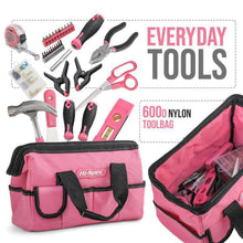 Every Day Tool Kit With Wide Mouth Open Storage Tool Bag Hand DIY 130-Piece Pink Tool Set for Women - www.vaioshub.com.au