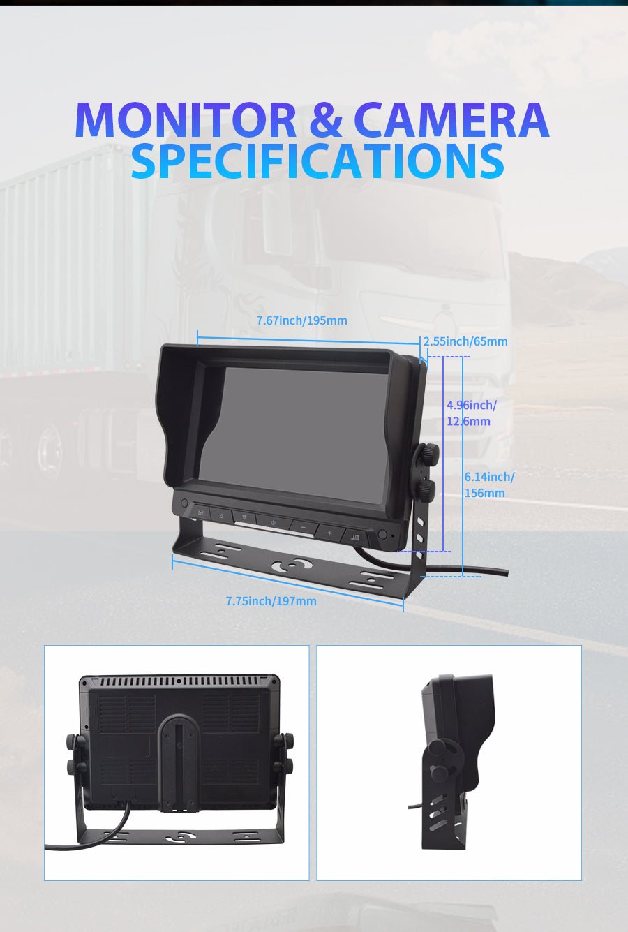 IPS 7inch Monitor AHD1080p Truck Camera Vehicle Back Monitoring Kit - VAIOS PTY LTD