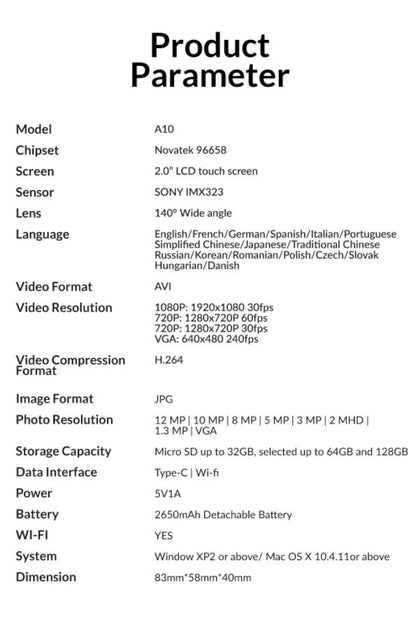 SJCAM A10 Body Camera - www.vaioshub.com.au