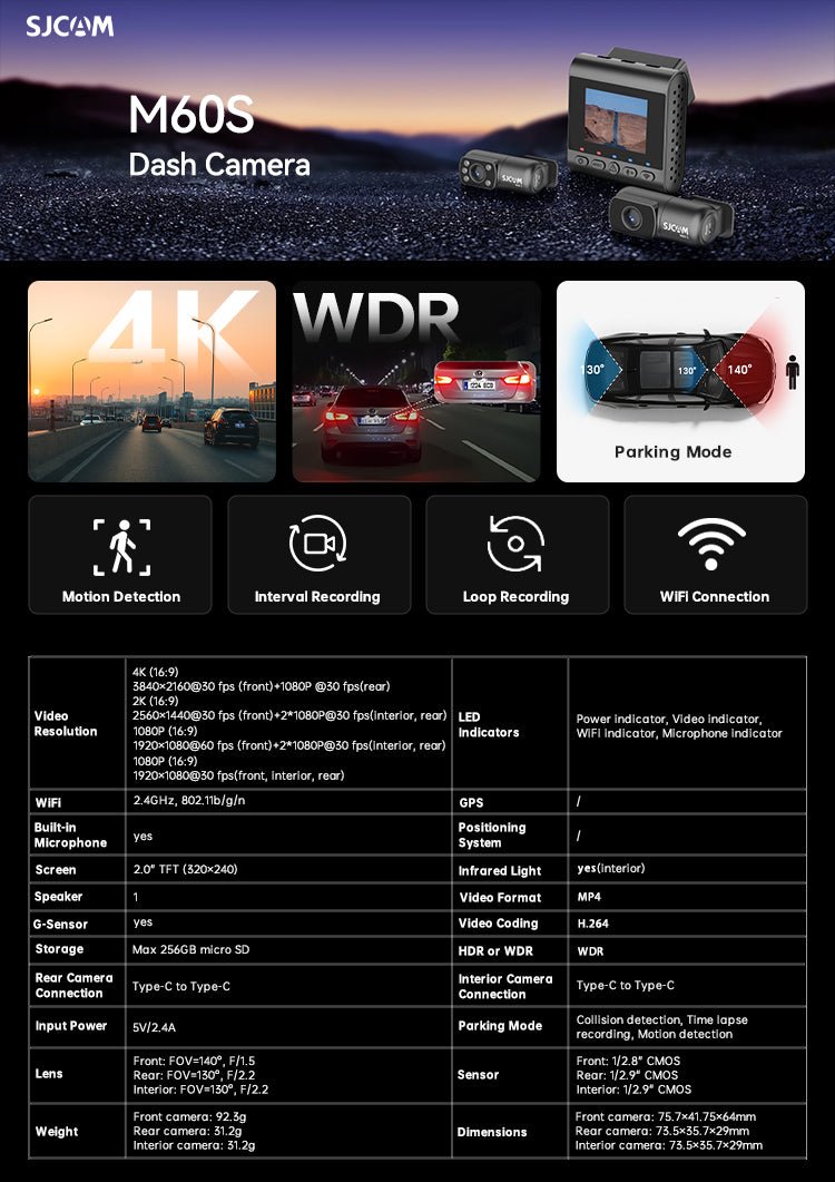 SJCAM M60S Dash Camera - www.vaioshub.com.au