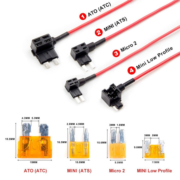 VIOFO 4PCS*2 Packs Circuit Fuse Tap with ATO, Mini, Micro2, Mini Low Profile Adapter Holder - VAIOS PTY LTD