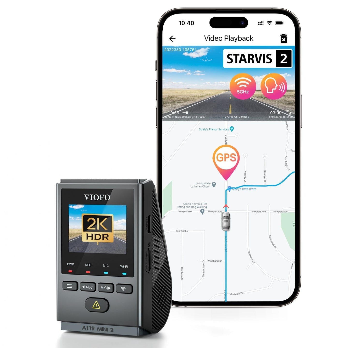 VIOFO A119 MINI 2 Voice Control 2K 60fps 5GHz WiFi Dash Camera with Sony STARVIS 2 Sensor - VAIOS PTY LTD