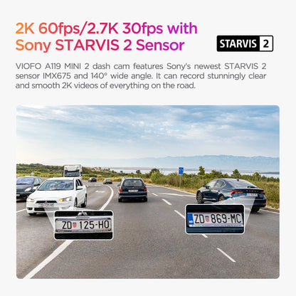 VIOFO A119 MINI 2 Voice Control 2K 60fps 5GHz WiFi Dash Camera with Sony STARVIS 2 Sensor - VAIOS PTY LTD
