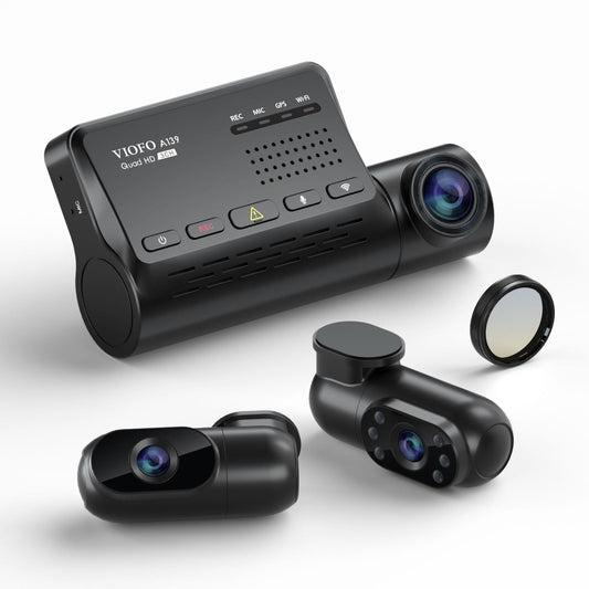 VIOFO A139 3CH 3 Channel Dash Cam - Front 2K 1440P, Interior 1080P, Rear 1080P with 5GHz Wi - Fi and GPS - VAIOS PTY LTD