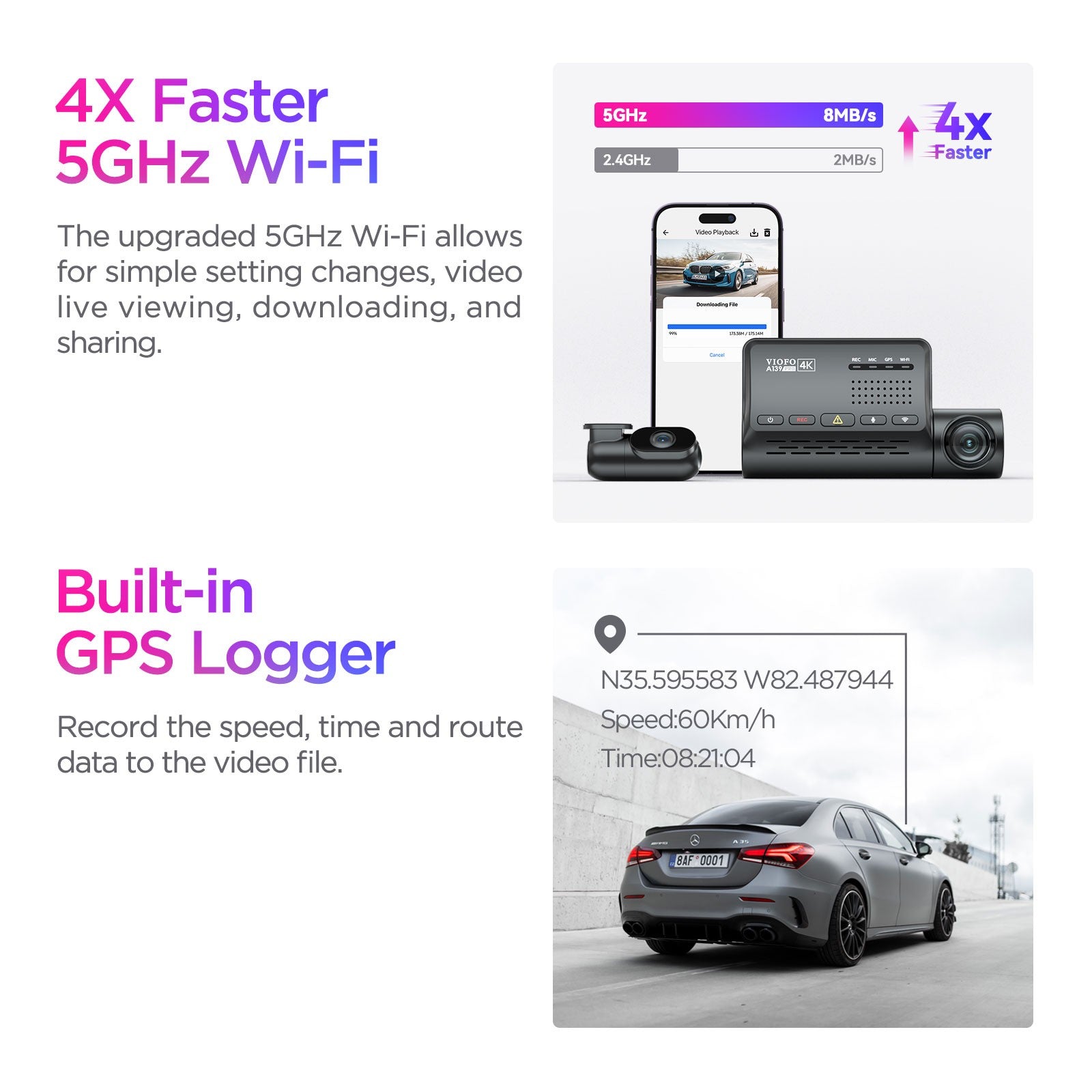 VIOFO A139 PRO 2CH 4K HDR Front and Rear Dashcam with Sony STARVIS 2 IMX678 Sensor - VAIOS PTY LTD