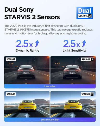 VIOFO A229 Plus 2CH Front and Rear 2K+2K HDR Dual Dash Camera with Sony STARVIS 2 Sensor - VAIOS PTY LTD