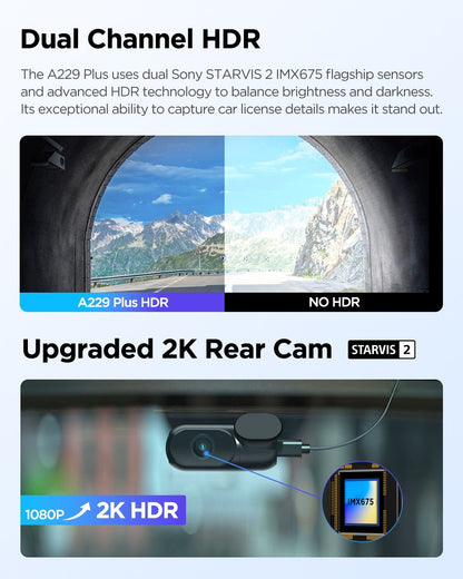 VIOFO A229 Plus 2CH Front and Rear 2K+2K HDR Dual Dash Camera with Sony STARVIS 2 Sensor - VAIOS PTY LTD