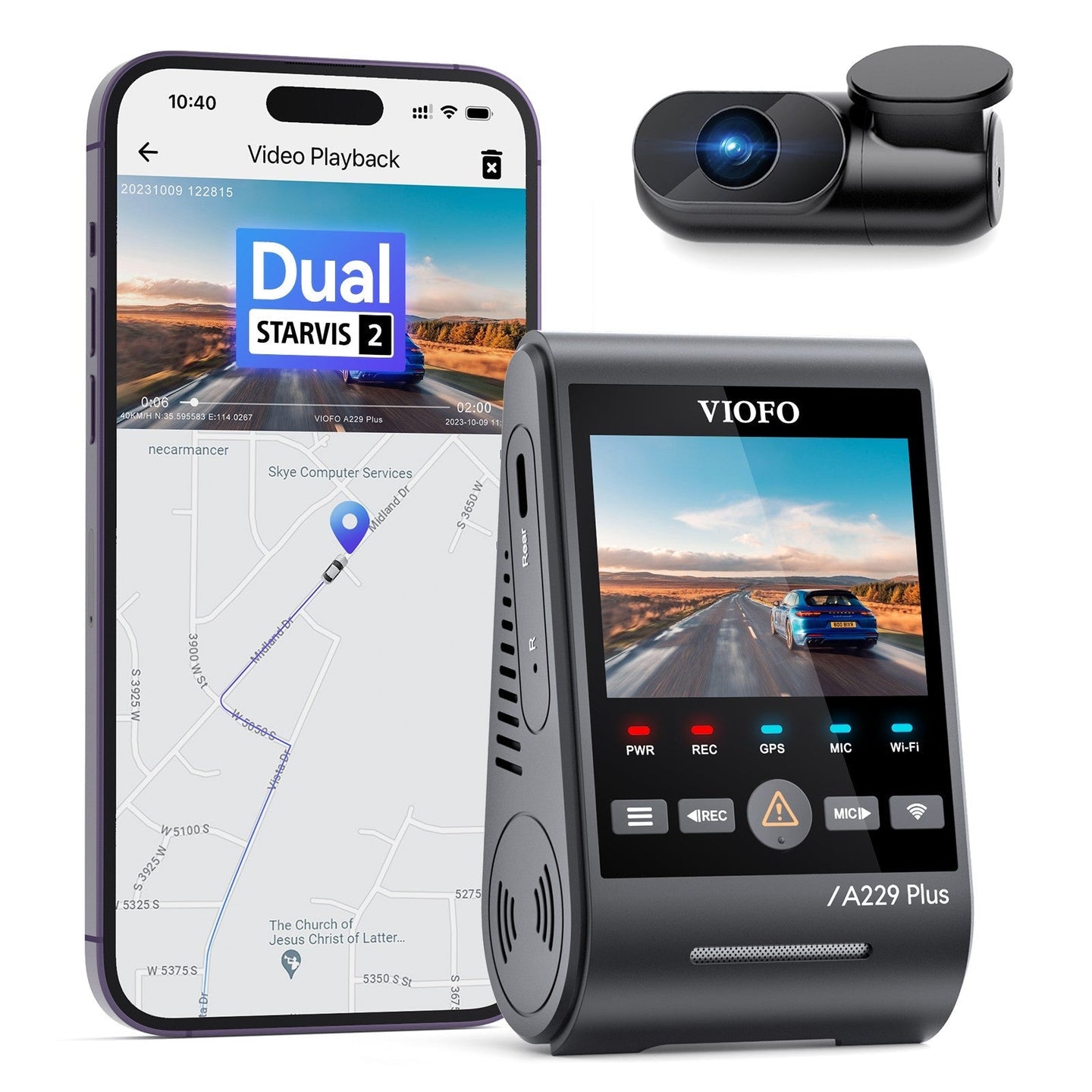VIOFO A229 Plus 2CH Front and Rear 2K+2K HDR Dual Dash Camera with Sony STARVIS 2 Sensor - VAIOS PTY LTD