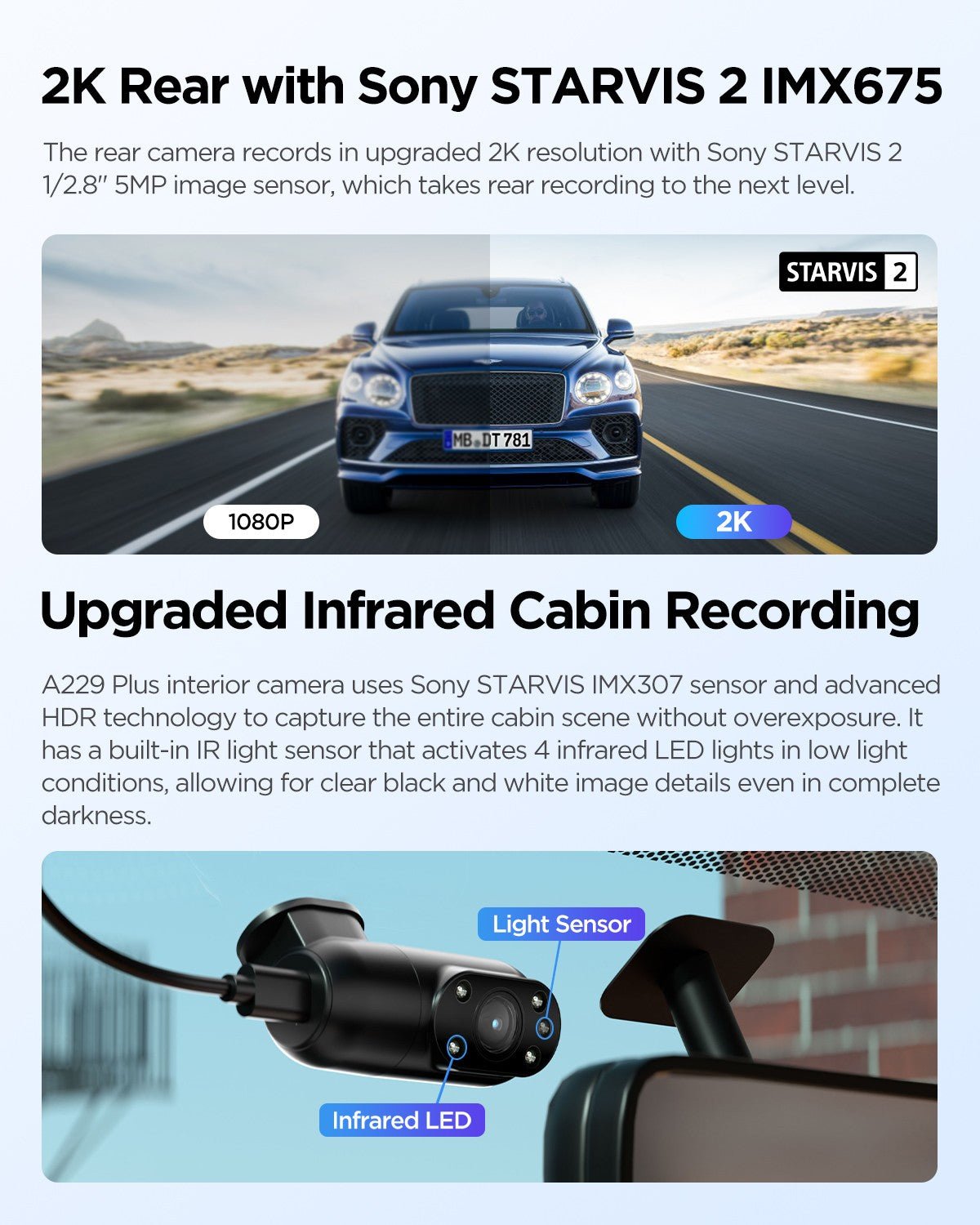 VIOFO A229 Plus 3CH 2K+2K+1080P HDR 5GHz Wi - Fi GPS Voice Control Dash Camera with Dual Sony STARVIS 2 Sensor - VAIOS PTY LTD