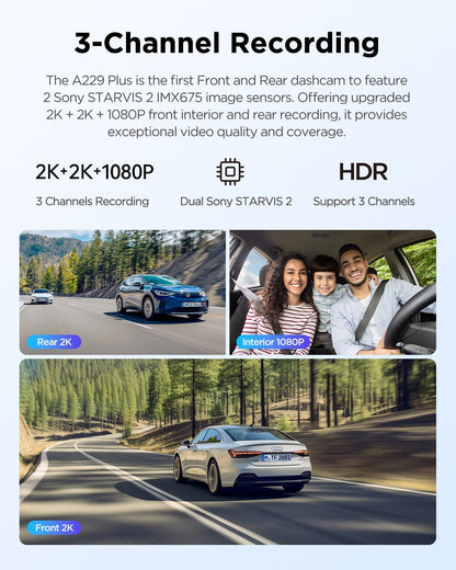 VIOFO A229 Plus 3CH 2K+2K+1080P HDR 5GHz Wi - Fi GPS Voice Control Dash Camera with Dual Sony STARVIS 2 Sensor - VAIOS PTY LTD