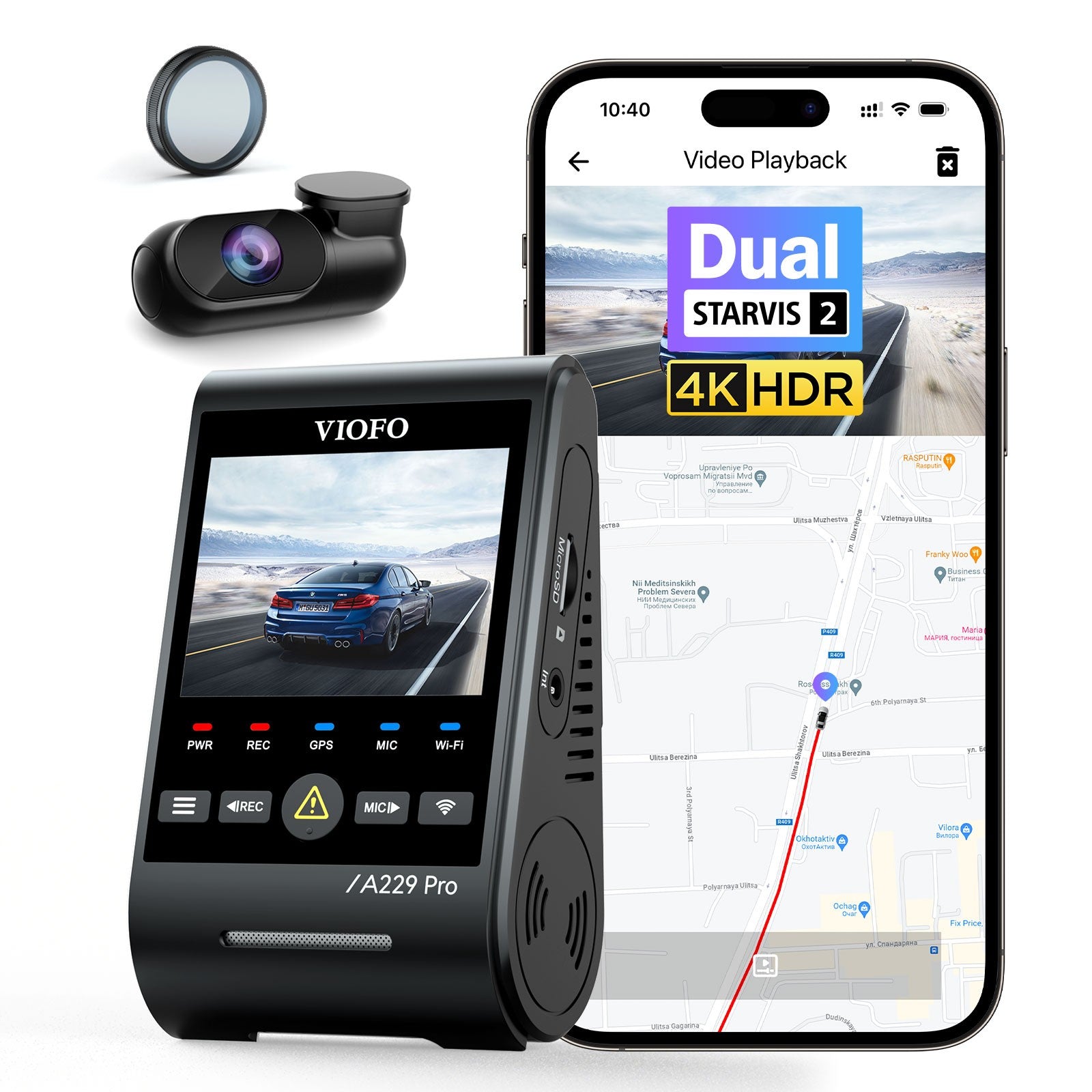 VIOFO A229 PRO 2CH Front and Rear 4K+2K HDR Dual Dash Cam with Sony STARVIS 2 Sensors - VAIOS PTY LTD