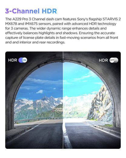 VIOFO A229 Pro 3CH 4K+2K+1080P HDR Car Dash Camera with Sony STARVIS 2 Sensors - VAIOS PTY LTD