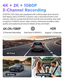 VIOFO A229 Pro 3CH 4K+2K+1080P HDR Car Dash Camera with Sony STARVIS 2 Sensors - VAIOS PTY LTD