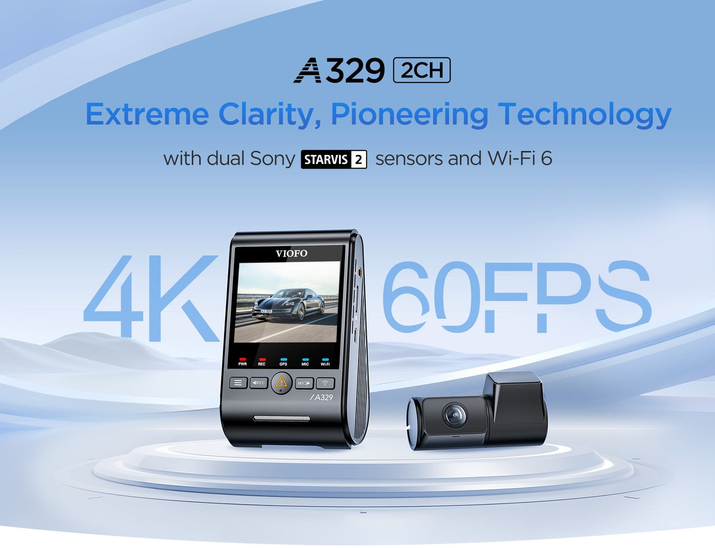 VIOFO A329 2CH 4K 60FPS Front and 2K Rear Wi - Fi 6 Dash Cam with Sony STARVIS 2 Sensors - VAIOS PTY LTD