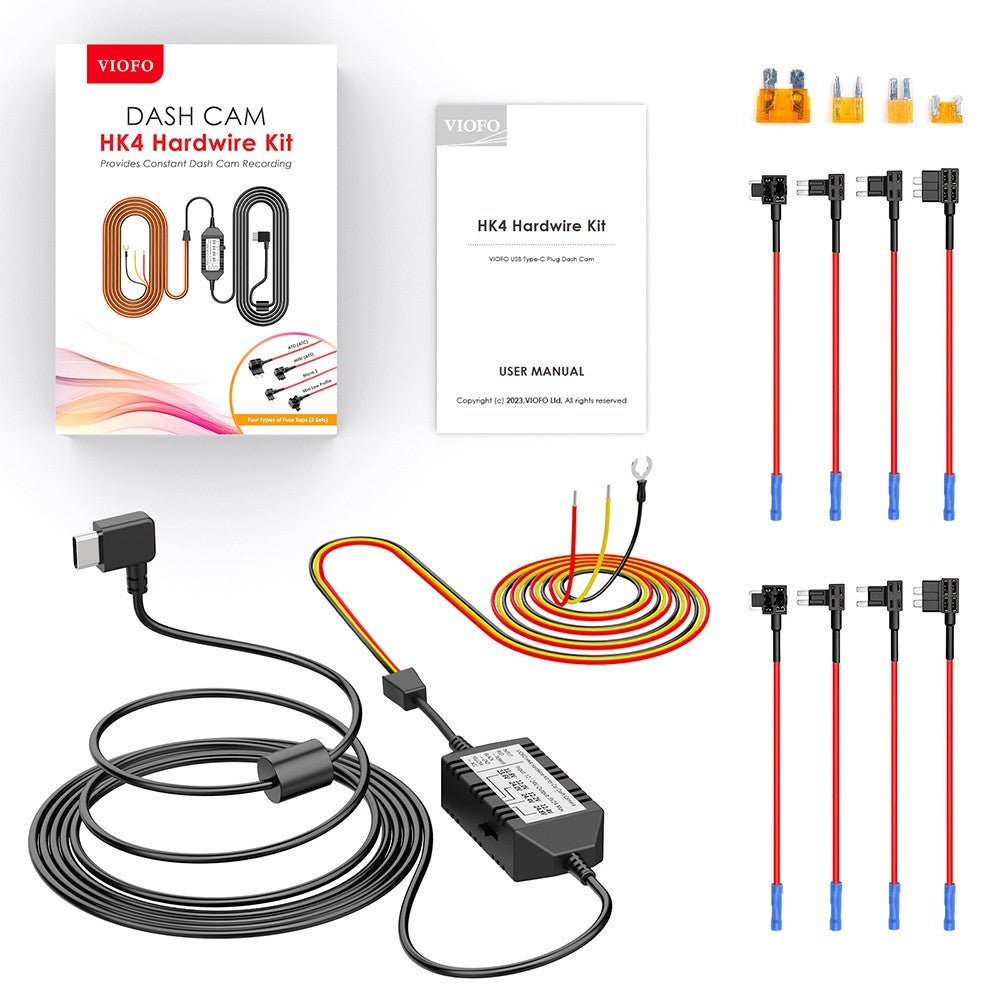 VIOFO Type - C HK4 Hardwire Kit with 8pcs Full Set Circuit Fuse Tap for A119 MINI2/A229/T130/WM1/A139/A139PRO - VAIOS PTY LTD